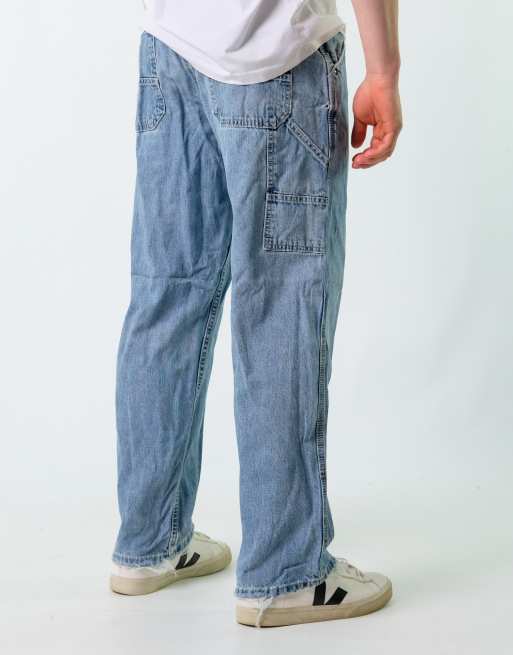 Vintage Lee 33x34 Canvas Carpenter Baggy Jeans Blue
