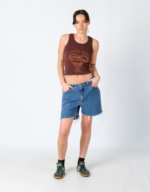 Vintage Lee 34x15 Denim Shorts Light Blue