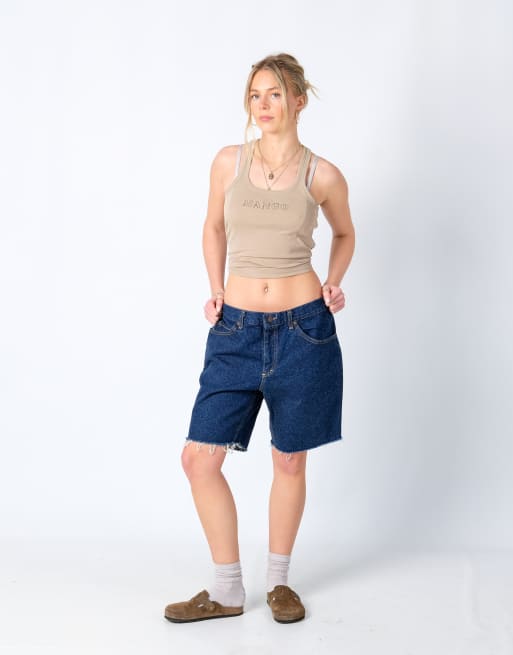 Vintage Lee 34x18 Denim Jorts Shorts Navy Blue
