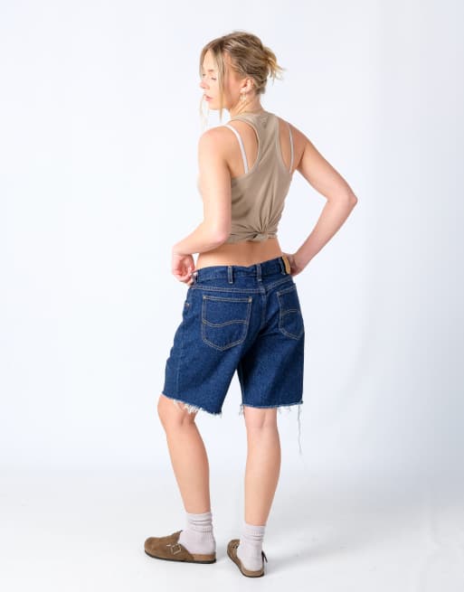 Vintage Lee 34x18 Denim Jorts Shorts Navy Blue | ASOS
