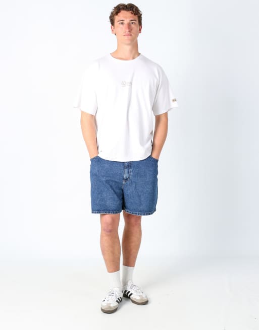Vintage Lee 34x18 denim jorts shorts navy blue