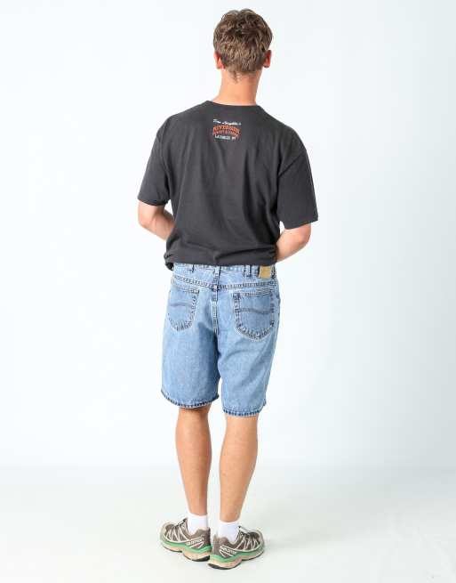 Vintage Lee 34x20 denim jorts shorts in light blue, 3 of 4
