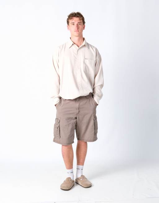 Vintage Lee 34x21 Canvas Cargo Shorts Light Grey