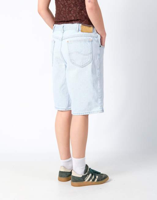 Vintage Lee 34x21 Denim Jorts Shorts Light Blue