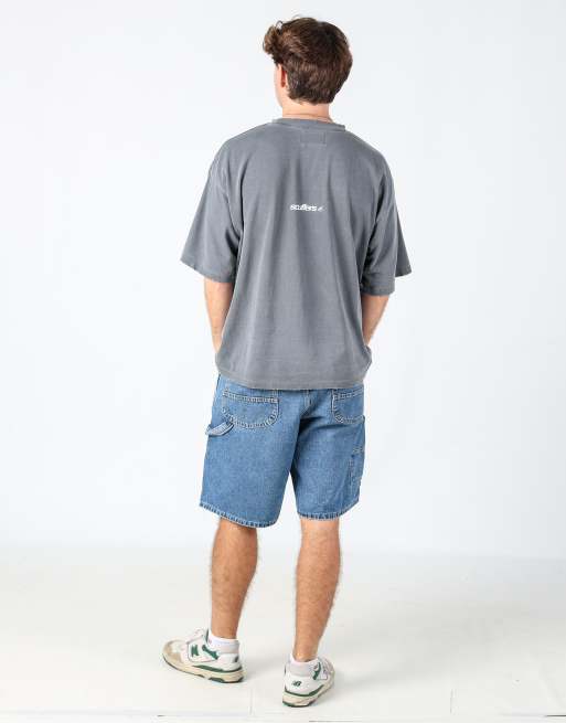 Vintage Lee 34x22 denim carpenter baggy jorts shorts in blue, 3 of 4