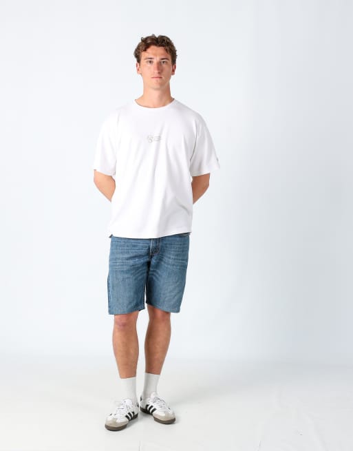 Vintage Lee 34x22 denim carpenter baggy jorts shorts light blue