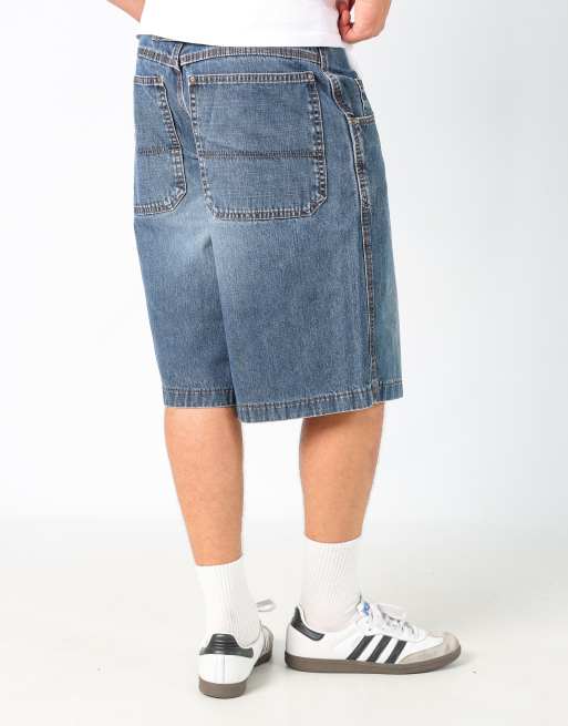 Vintage Lee 34x23 canvas carpenter baggy shorts in blue