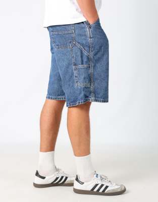 Vintage Lee 34x23 denim carpenter baggy jorts shorts in blue | ASOS