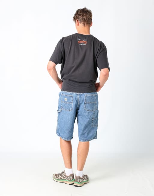 Vintage Lee 34x23 denim carpenter baggy jorts shorts in light blue, 3 of 4