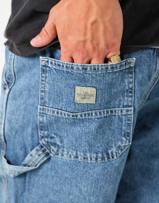 Vintage Lee 34x23 denim carpenter baggy jorts shorts in light blue, 4 of 4