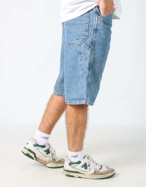 Vintage Lee 34x23 denim carpenter baggy jorts shorts in light blue, 2 of 4