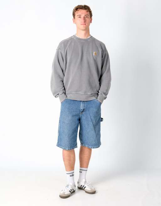 Vintage Lee 34x23 Denim Carpenter Baggy Jorts Shorts Light Blue