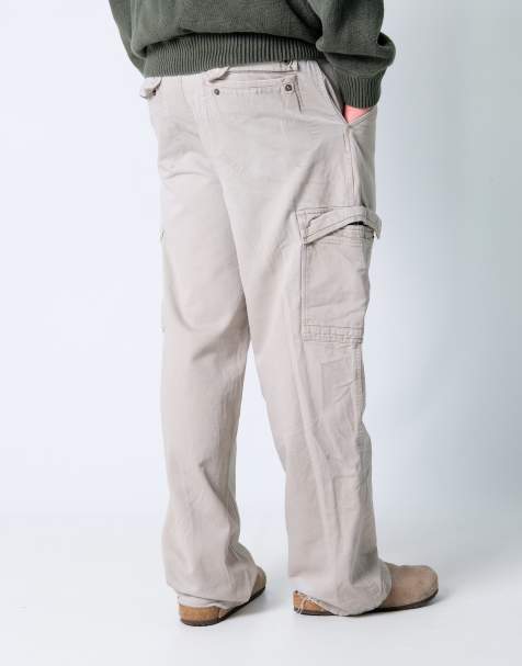 Vintage Lee 34x34 Canvas Carpenter Baggy Jeans Cream - view 1