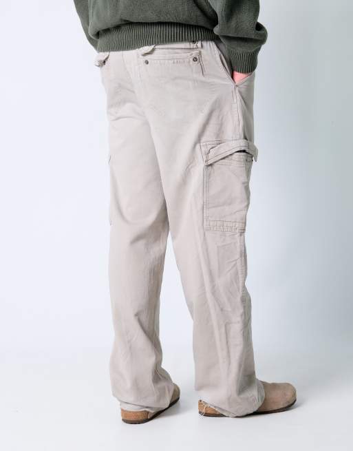 Vintage Lee 34x34 Canvas Carpenter Baggy Jeans Cream