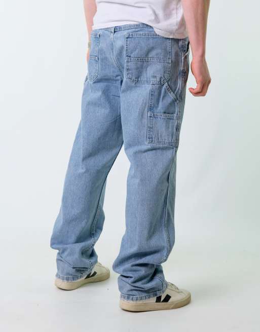 Vintage Lee 34x34 Denim Carpenter Baggy Jeans Light Blue