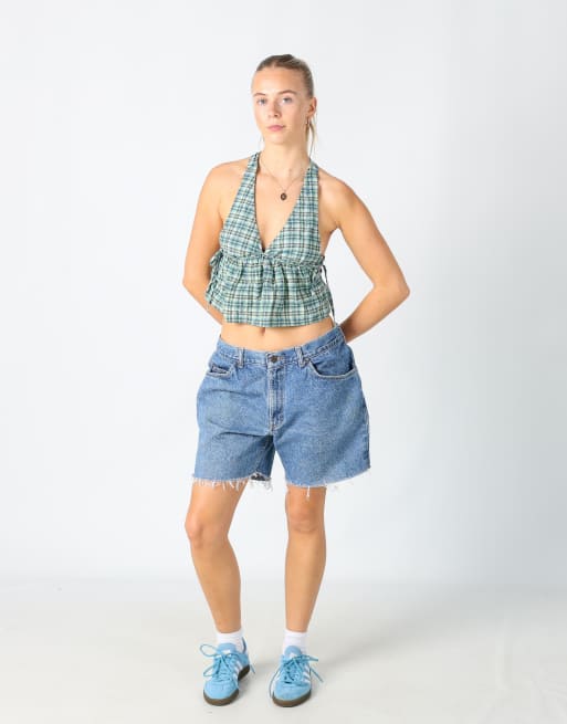 Vintage Lee 36x16 denim shorts in light blue, 2 of 4