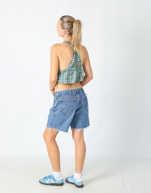 Vintage Lee 36x16 denim shorts in light blue, 3 of 4