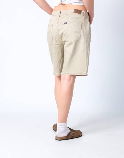 Vintage Lee 36x18 Denim Jorts Shorts Tan - view 1