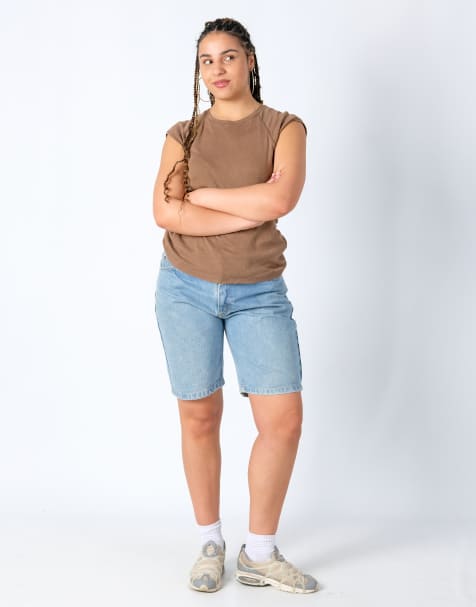 Vintage Lee 36x20 Denim Jorts Shorts Light Blue - view 1