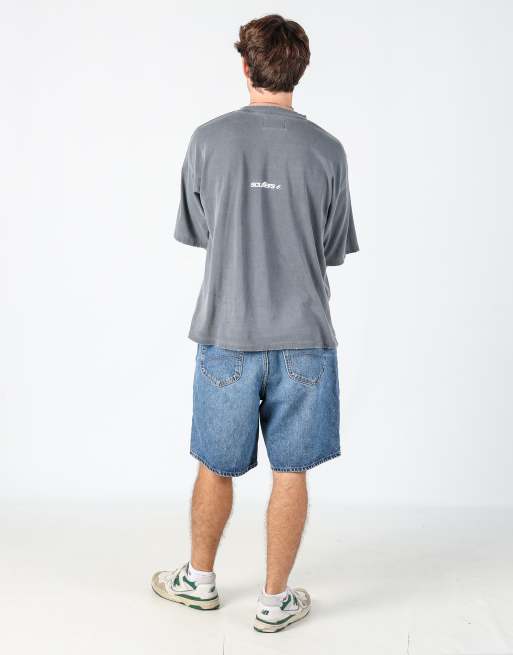 Vintage Lee 36x20 denim shorts in blue, 3 of 4