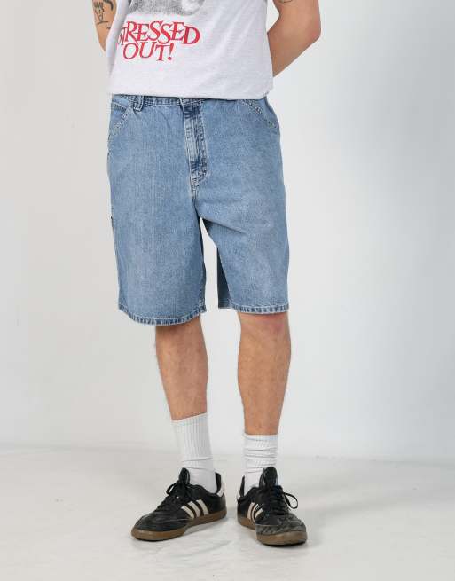 Vintage Lee 36x21 denim carpenter baggy jorts shorts in light blue, 2 of 6