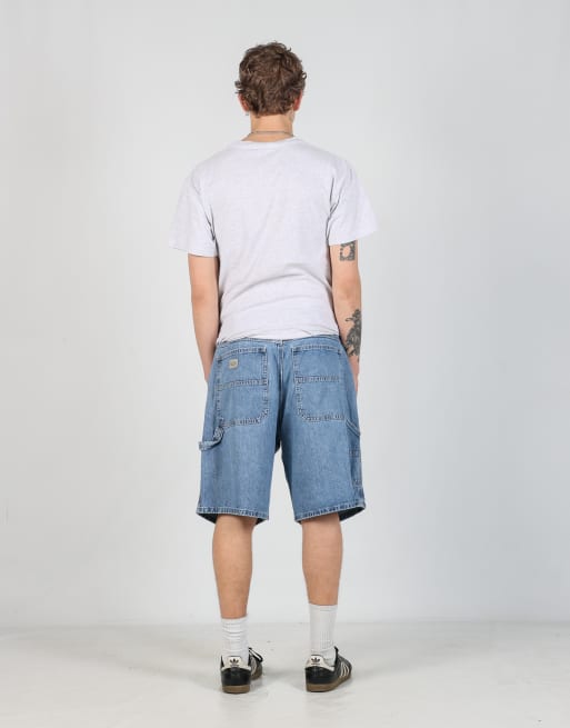 Vintage Lee 36x21 denim carpenter baggy jorts shorts in light blue, 3 of 6