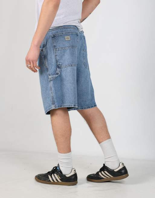Vintage Lee 36x21 denim carpenter baggy jorts shorts in light blue, 4 of 6