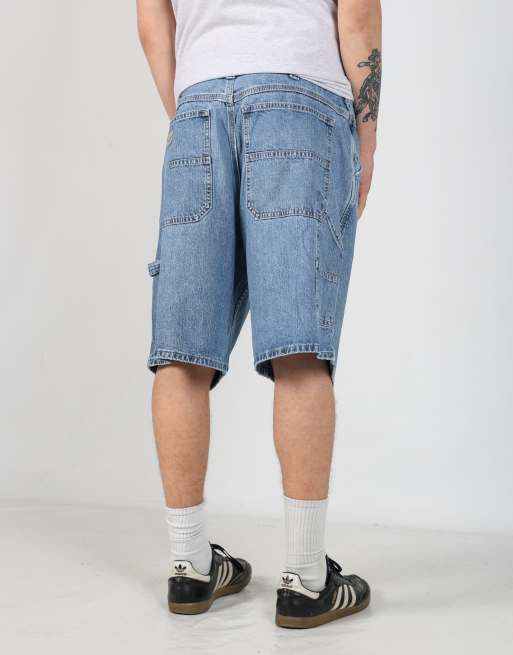 Vintage Lee 36x21 denim carpenter baggy jorts shorts in light blue, 5 of 6