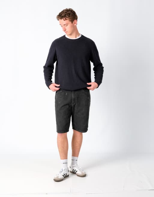 Vintage Lee 36x21 Denim Jorts Shorts Black