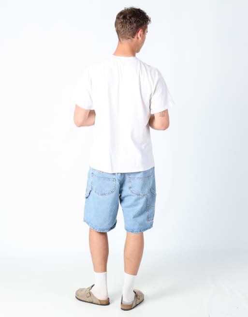 Vintage Lee 36x21 denim jorts shorts in light blue, 3 of 4