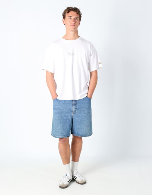 Vintage Lee 36x21 denim jorts shorts light blue