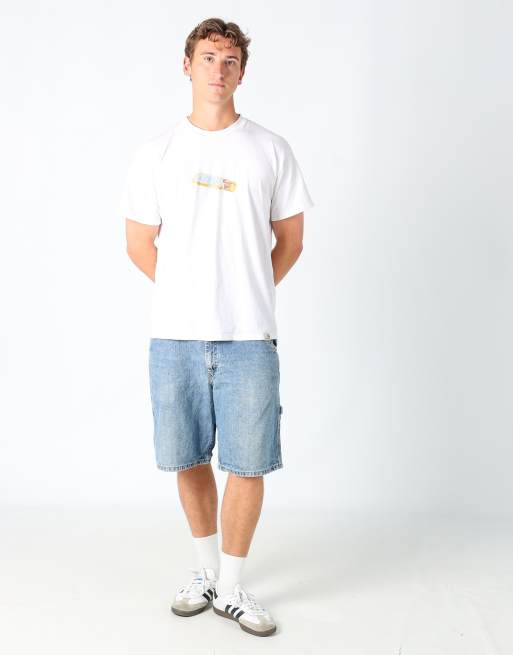 Vintage Lee 36x22 denim carpenter baggy jorts shorts in light blue, 2 of 4