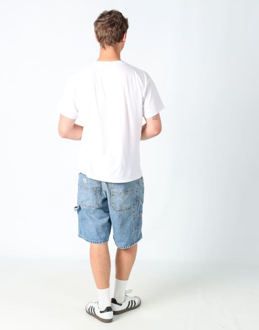Vintage Lee 36x22 denim carpenter baggy jorts shorts in light blue, 3 of 4