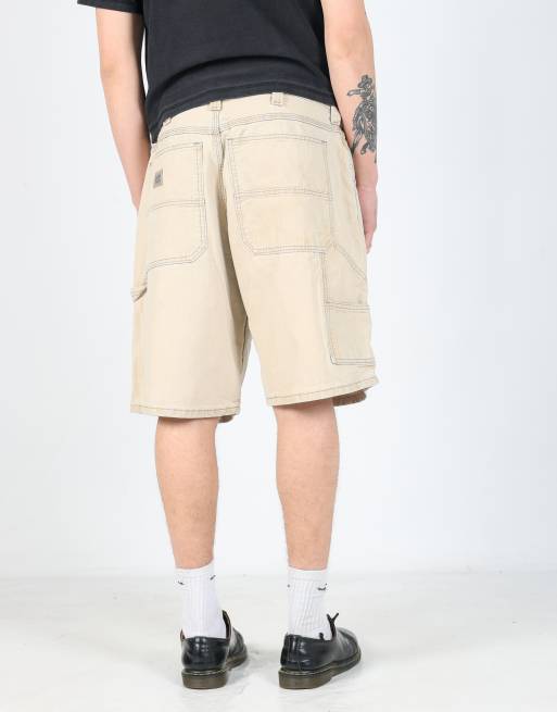 Vintage Lee 36x22 denim carpenter baggy jorts shorts in tan, 2 of 4