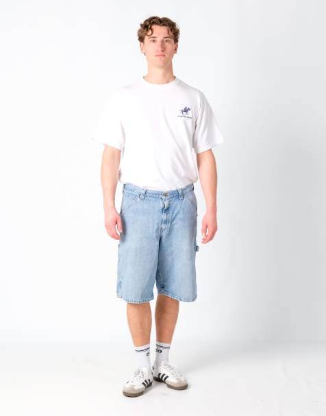 Vintage Lee 36x22 Denim Carpenter Baggy Jorts Shorts Light Blue - view 1