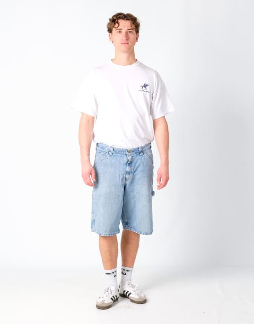 Vintage Lee 36x22 Denim Carpenter Baggy Jorts Shorts Light Blue