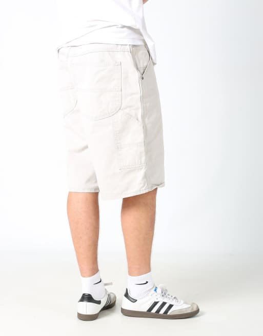 Vintage Lee 36x23 canvas carpenter baggy shorts in ivory