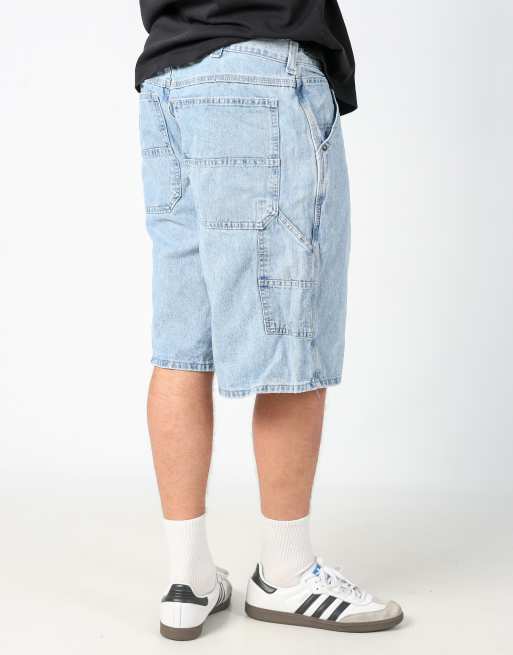 Vintage Lee 36x23 denim carpenter baggy jorts shorts in light blue, 2 of 4