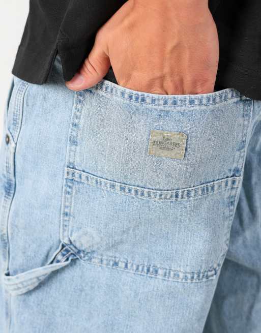 Vintage Lee 36x23 denim carpenter baggy jorts shorts in light blue, 4 of 4