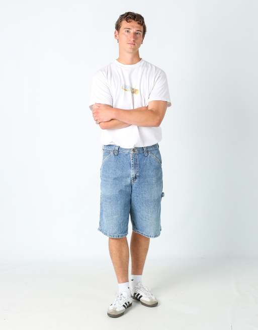 Vintage Lee 36x23 denim carpenter baggy jorts shorts in light blue, 2 of 4