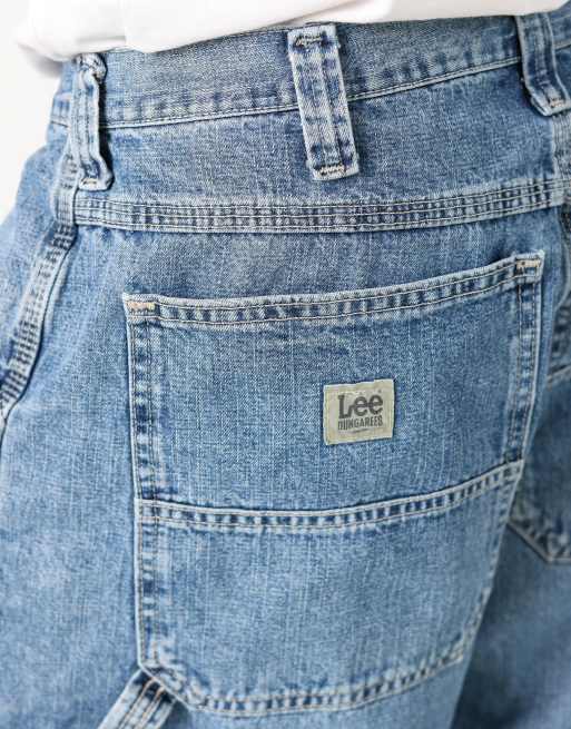 Vintage Lee 36x23 denim carpenter baggy jorts shorts in light blue, 4 of 4