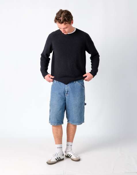 Vintage Lee 36x23 Denim Carpenter Baggy Jorts Shorts Light Blue - view 1