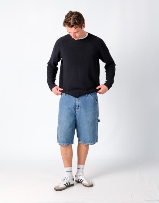 Vintage Lee 36x23 Denim Carpenter Baggy Jorts Shorts Light Blue