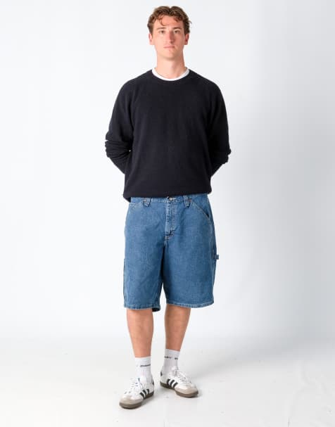 Vintage Lee 36x23 Denim Carpenter Baggy Jorts Shorts Navy Blue - view 1