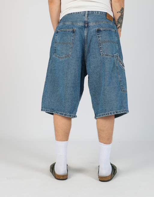 Vintage Lee 36x24 denim carpenter baggy jorts shorts in blue