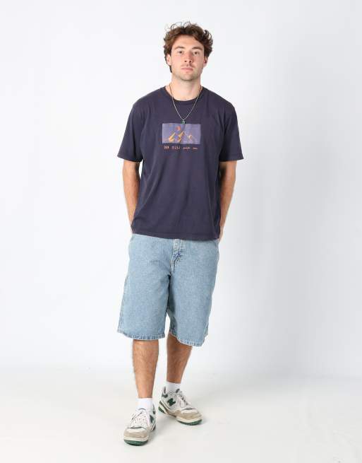 Vintage Lee 36x88 denim carpenter baggy jorts shorts in light blue, 2 of 4