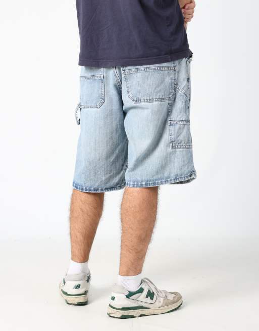 Vintage Lee 36x94 denim carpenter baggy jorts shorts in light blue