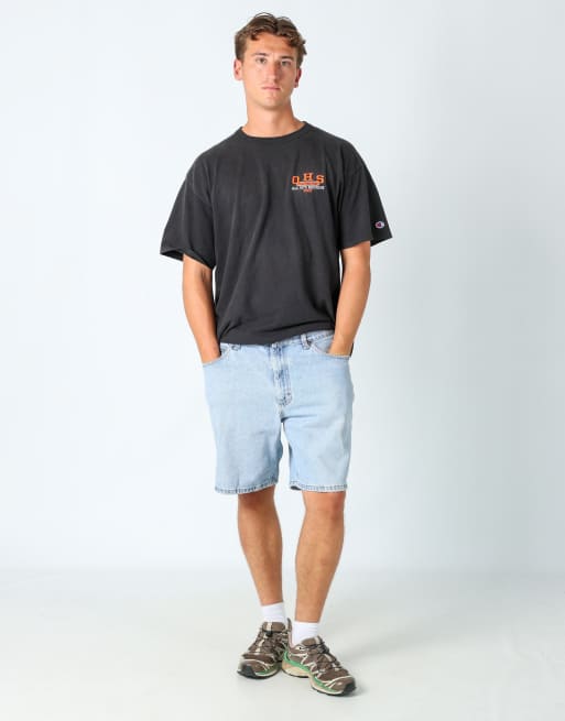 Vintage Lee 38x19 denim jorts shorts in light blue, 2 of 4
