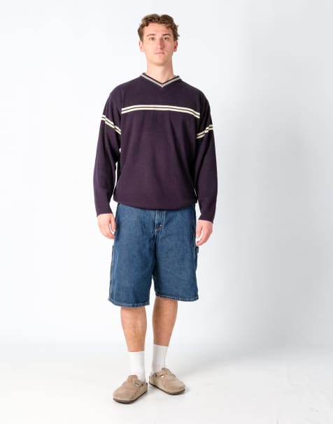 Vintage Lee 38x23 Denim Carpenter Baggy Jorts Shorts Navy Blue - view 1