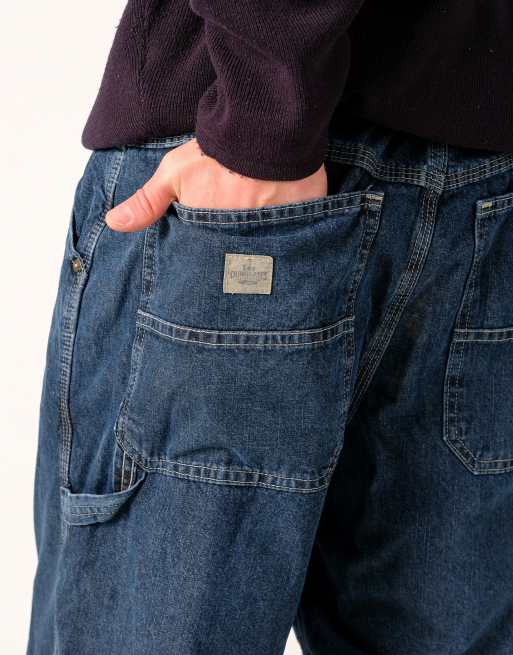 Vintage Lee 38x23 Denim Carpenter Baggy Jorts Shorts Navy Blue, 4 of 4